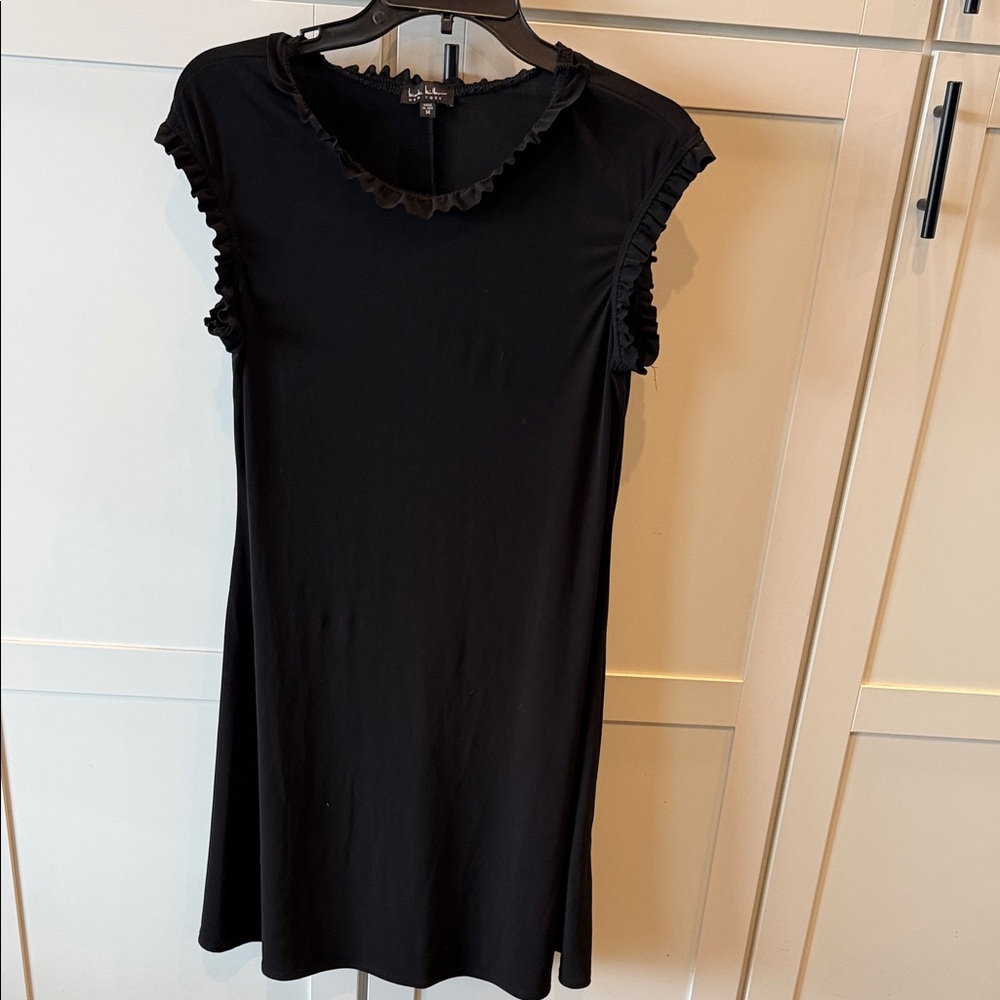 Nicole Miller Black Mini Dress with Ruffle Trim